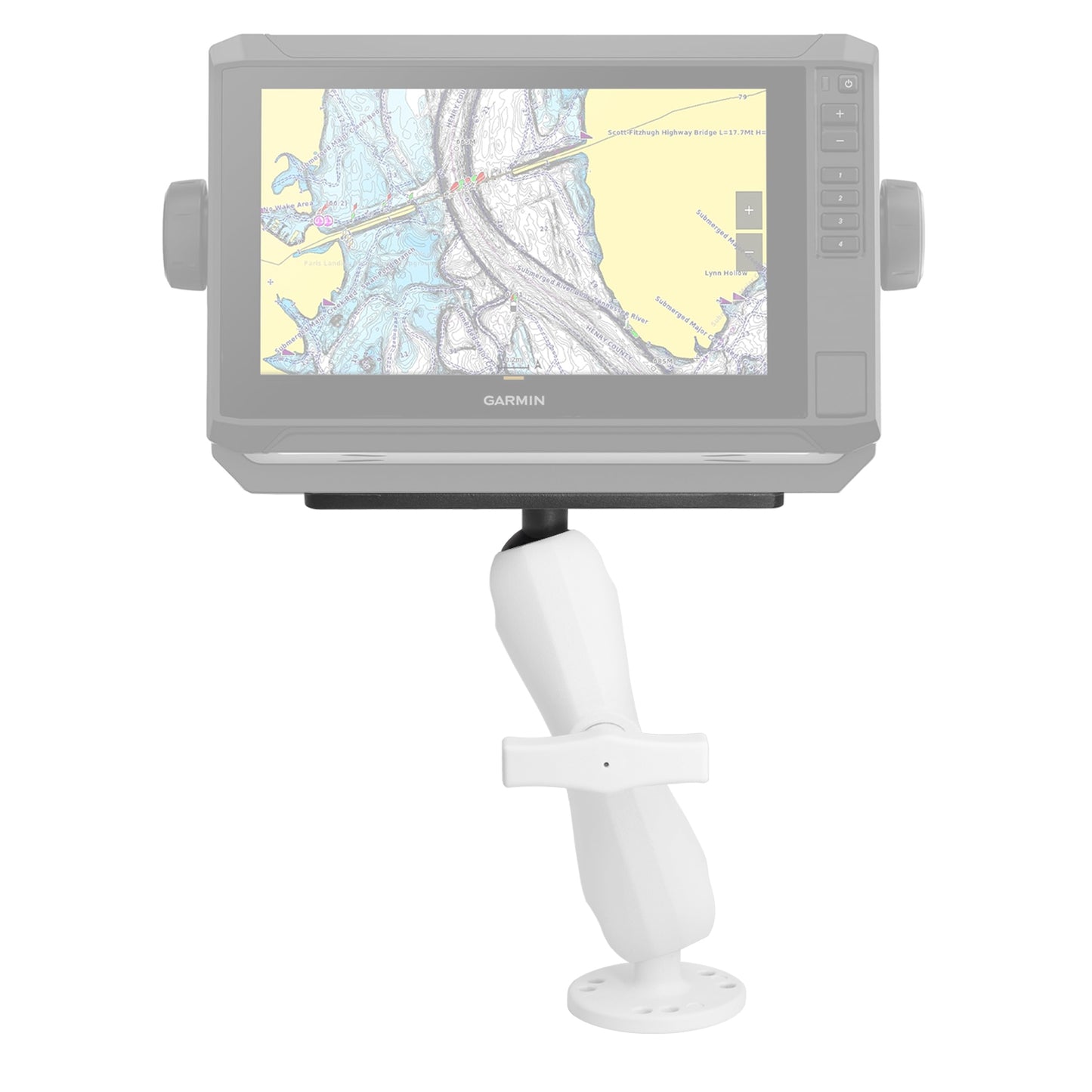 Aluminum Fish Finder Mount with 1.5" / C Size Ball, Depth Finder Mount for White Deck, Compatible with RAM Mounts, Scotty C Size Accessories, Compatible with Garmin, Lowrance and More