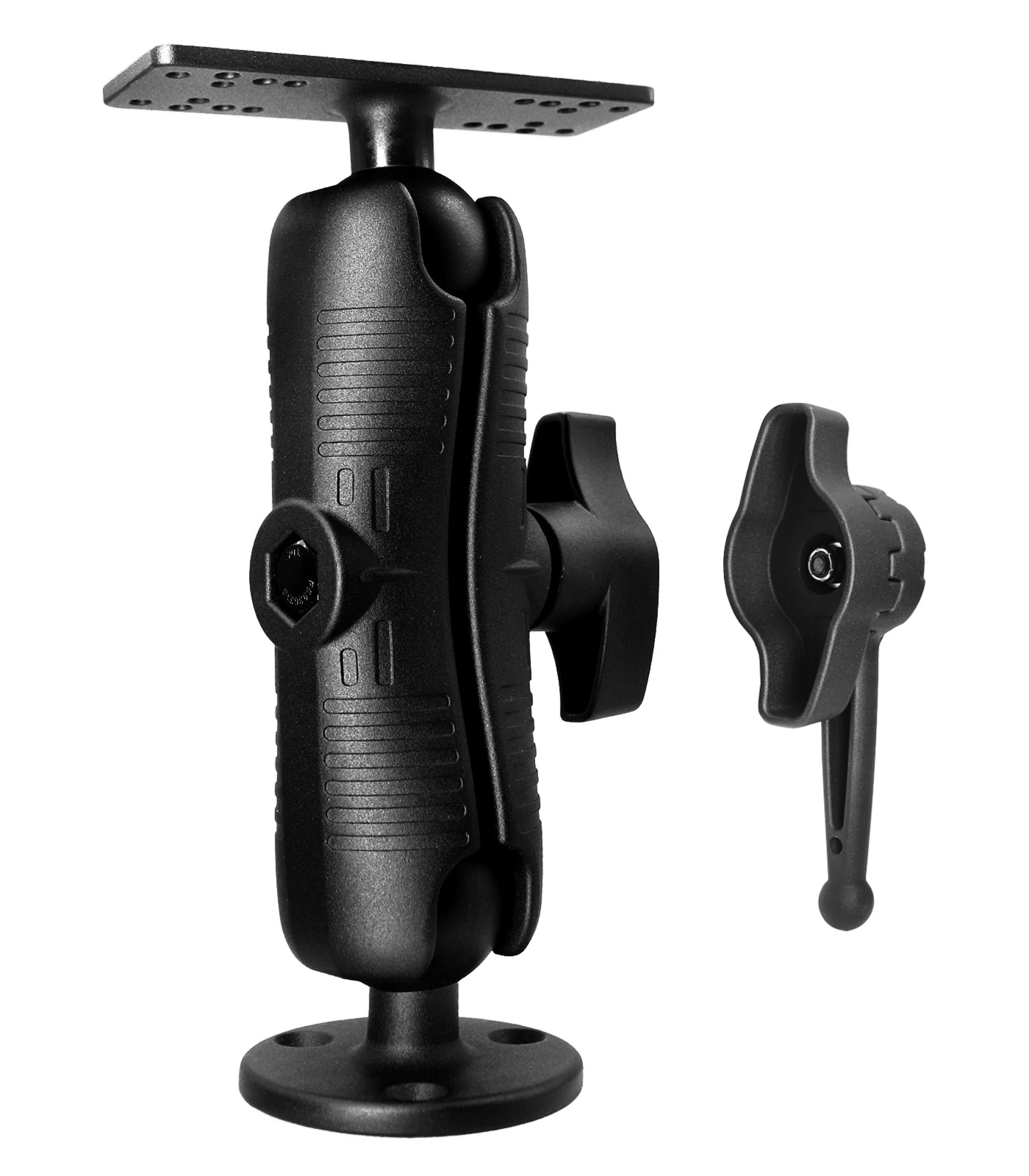 WINDFRD All Aluminum D Size/2.25" Ball Fish Finder Mount with wrench for 7" to 16" Large Fishfinder, Compatible with Garmin, Lowrance, Humminbird and More Marine Electronic Depth Finder