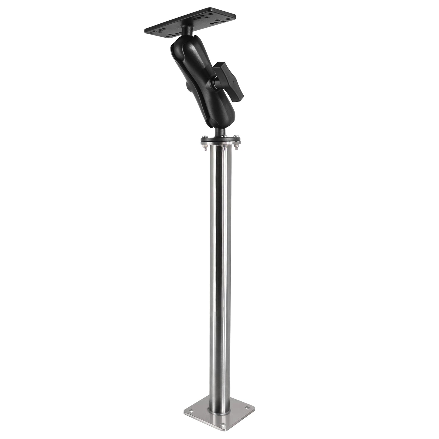 WINDFRD All 304 Stainless Steel and Aluminum Fish Finder Mount with 17" Long Shaft and 1.5" Ball/C Size 5.9" Adjustable Arm, Marine Electronic/Depth Finder Mount, Compatible with Garmin, Lowrance, Humminbird and More