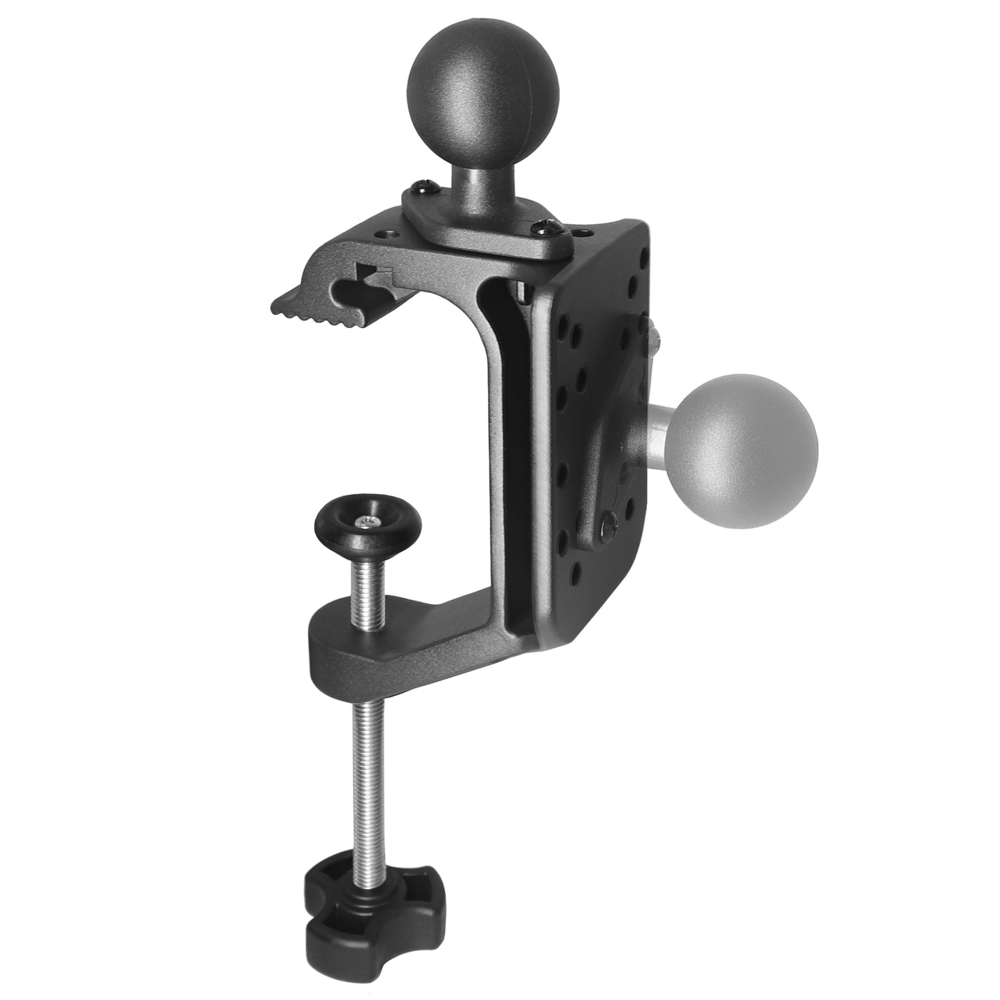 Base de montage en aluminium robuste avec grande ouverture de serrage en C et boule de 1,5", poignée de bureau/plate-forme latérale, dégagement rapide, compatible avec les supports RAM C, bras à double douille à boule de 1,5 pouce