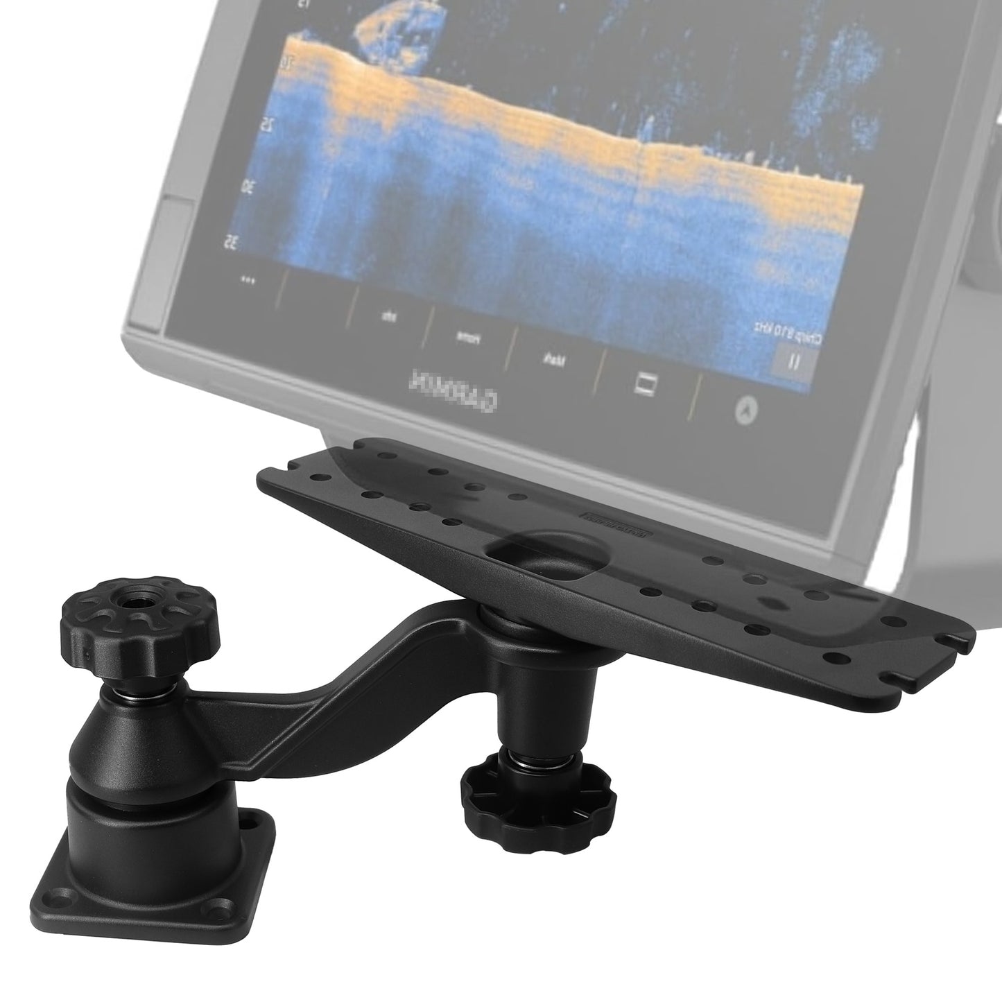 WINDFRD All Aluminium Fish Finder Mount for 9" to 12" Large Fishfinder, Reinforced Arm Marine Electronic Mount, Compatible with Garmin, Lowrance and More Depth Finder