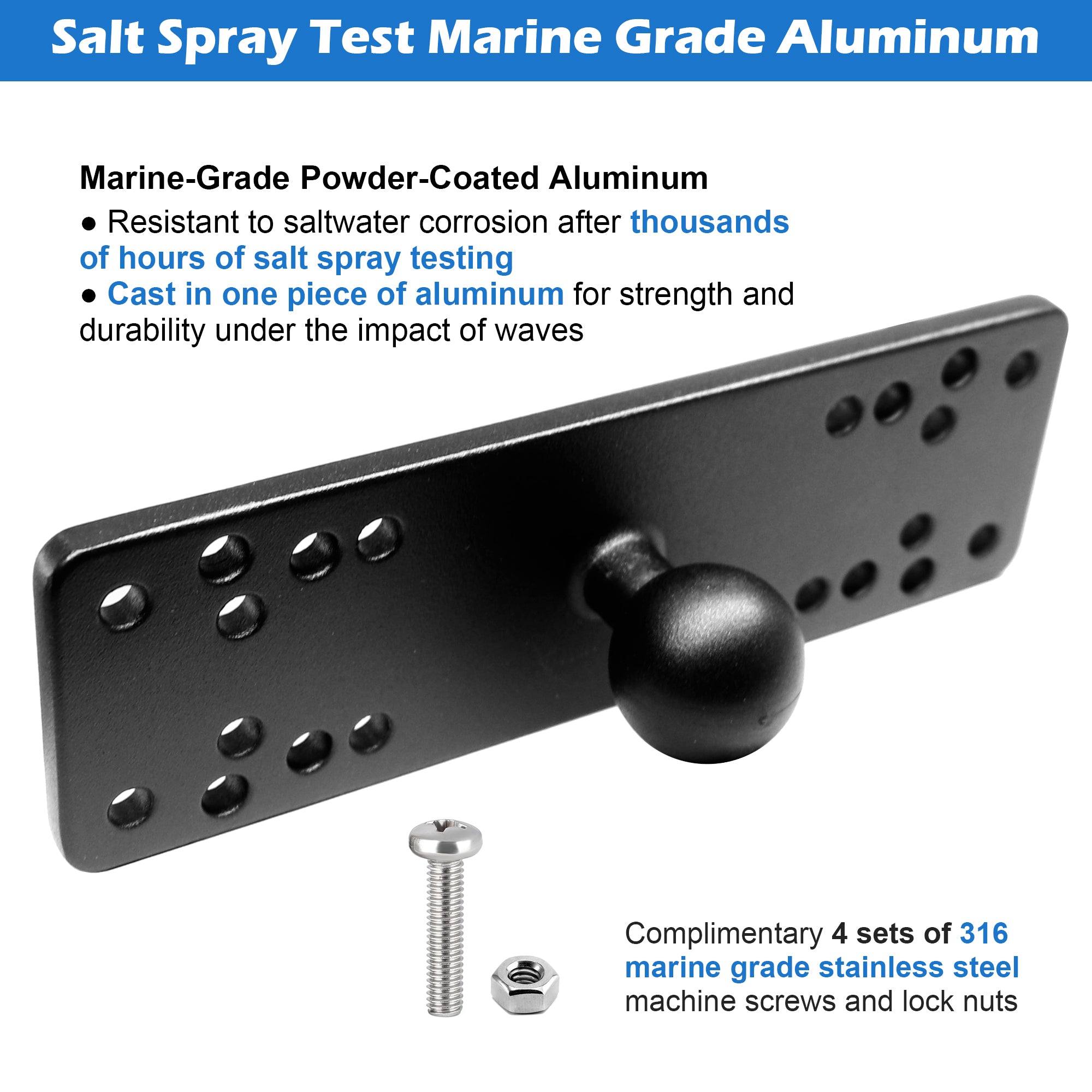 Aluminum Fish Finder Mounting Plate with 1" / B Size Ball