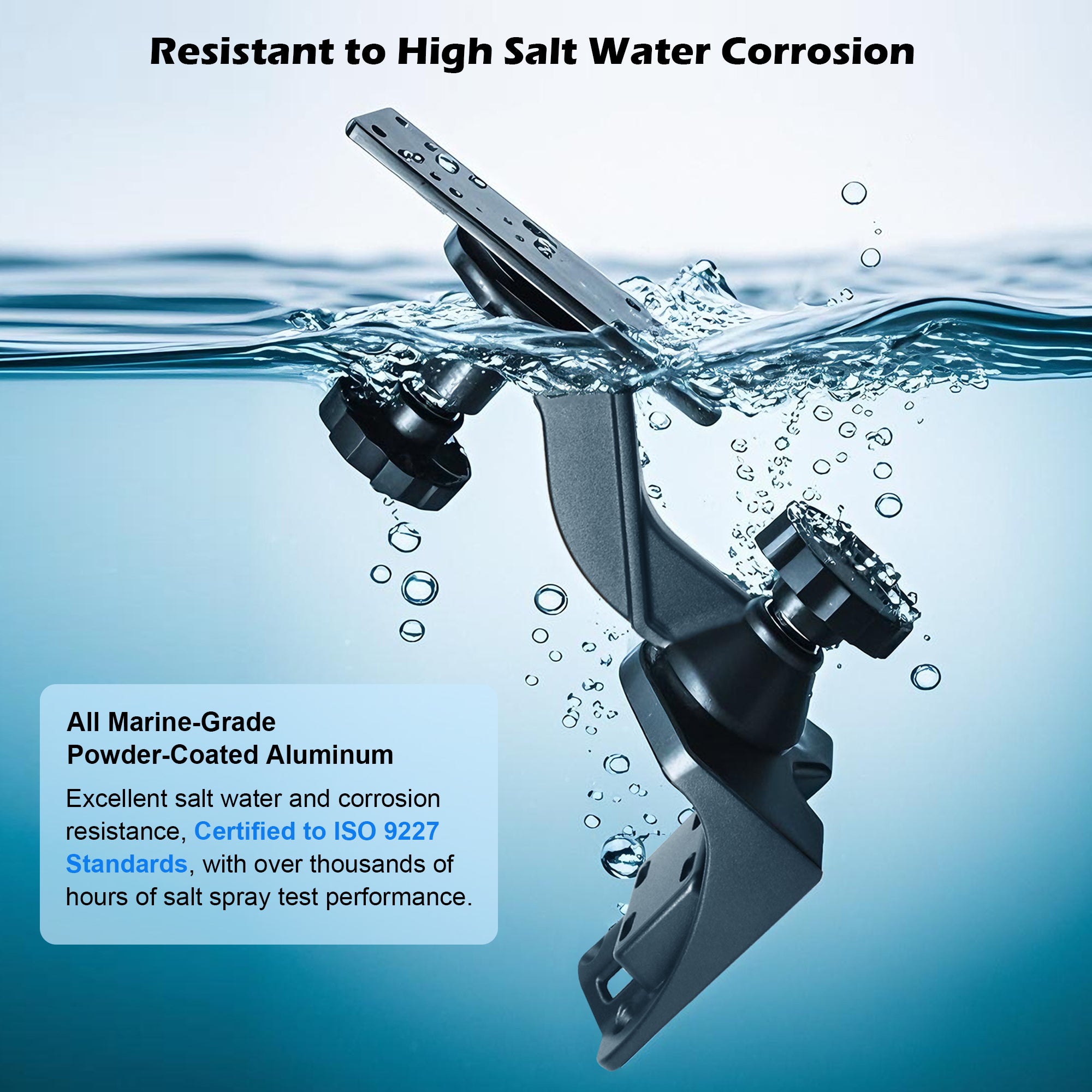 All Aluminium Fish Finder/Chartplotter Mount, 360° Swivel Adjustable, Securely Holds 7" to 16" Screens (Rails&Flat Mounting)