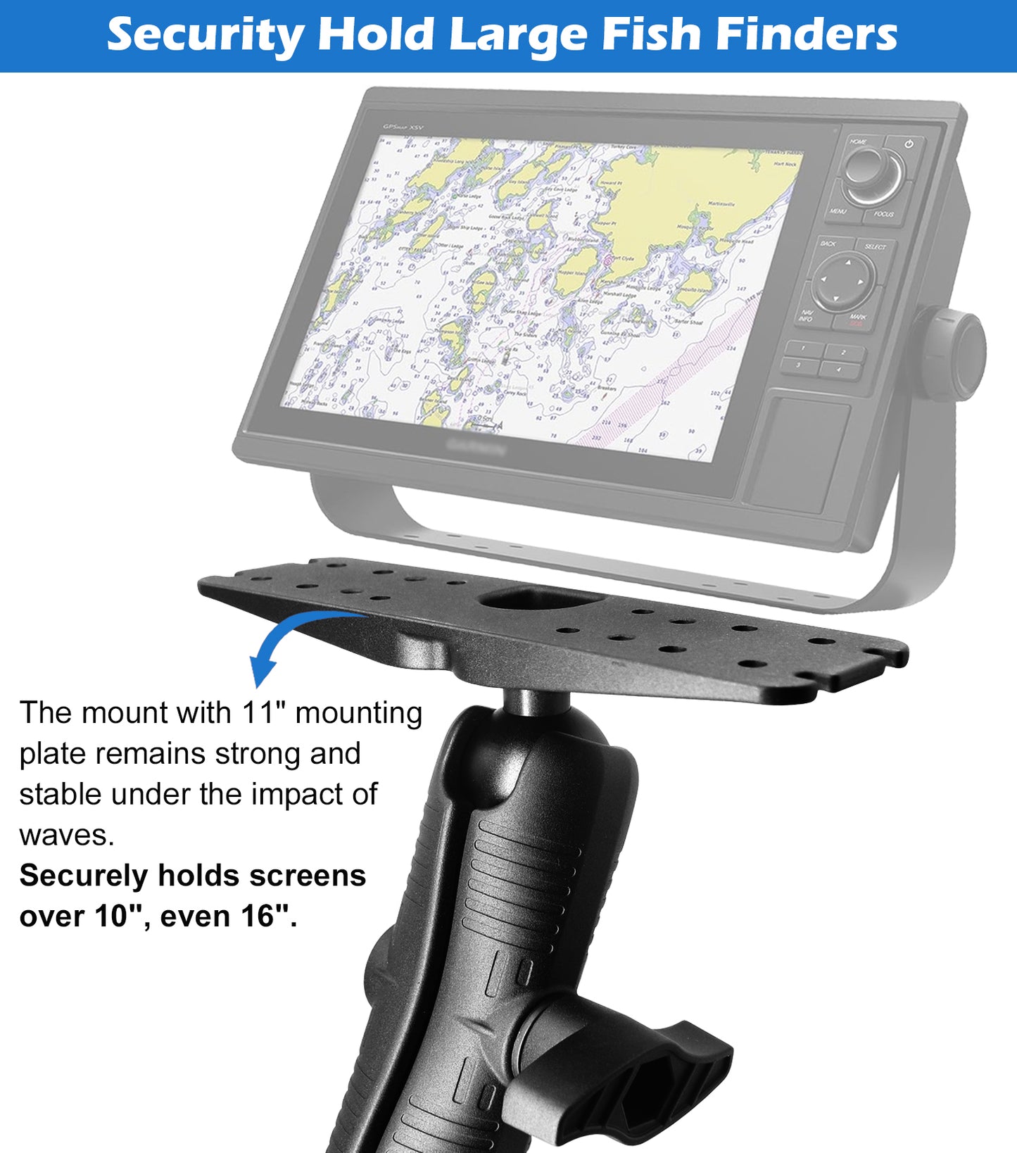 2.25" / D Size Ball Fish Finder Mount with Medium Arm, Super Load-Bearing Marine Electronic/Depth Finder Mount for Boat, Compatible with Garmin, Lowrance, Humminbird and More
