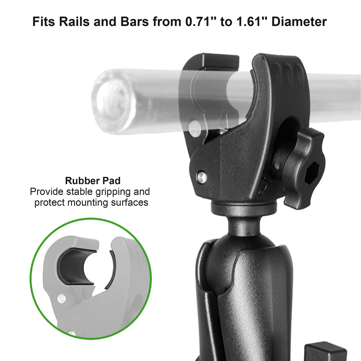 Stabilisateur de moteur de pêche à la traîne en aluminium WINDFRD, force de préhension et portée accrues grâce à une boule de 1,5" et un bras de 5,9", accessoires de bateau réglables pour Minn Kota, Rhodan
