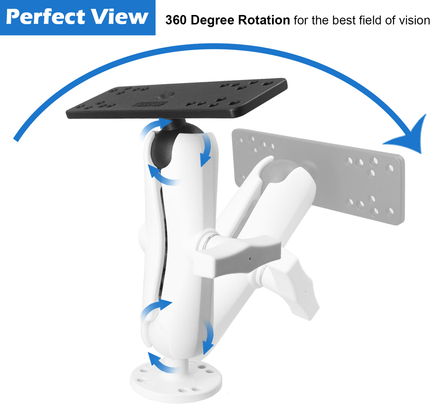 Aluminum Fish Finder Mount with 1.5" / C Size Ball, Depth Finder Mount for White Deck, Compatible with RAM Mounts, Scotty C Size Accessories, Compatible with Garmin, Lowrance and More