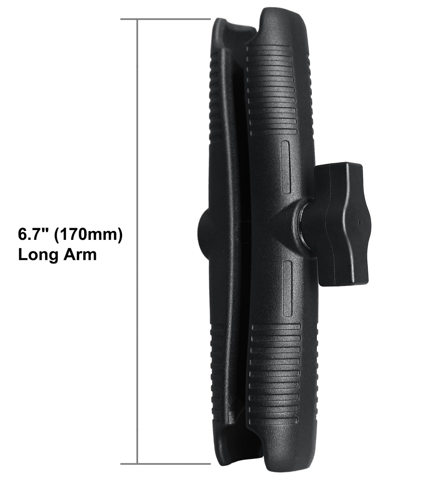 Bras à double douille long en aluminium (17 cm) pour accessoires à rotule de 25 mm (taille B), pince puissante, compatible avec les supports RAM, iBolt et plus encore.