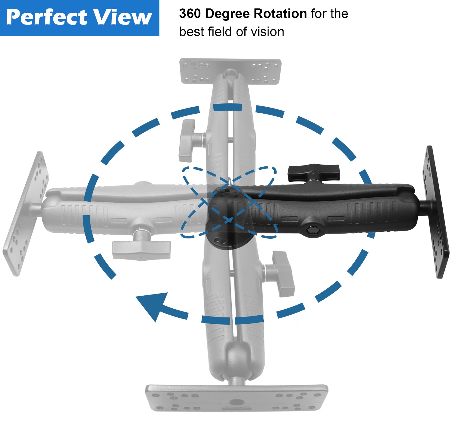 Aluminum Fish Finder Mount with 1.5" / C Size Ball, Heavy Duty 9.1" Long Arm