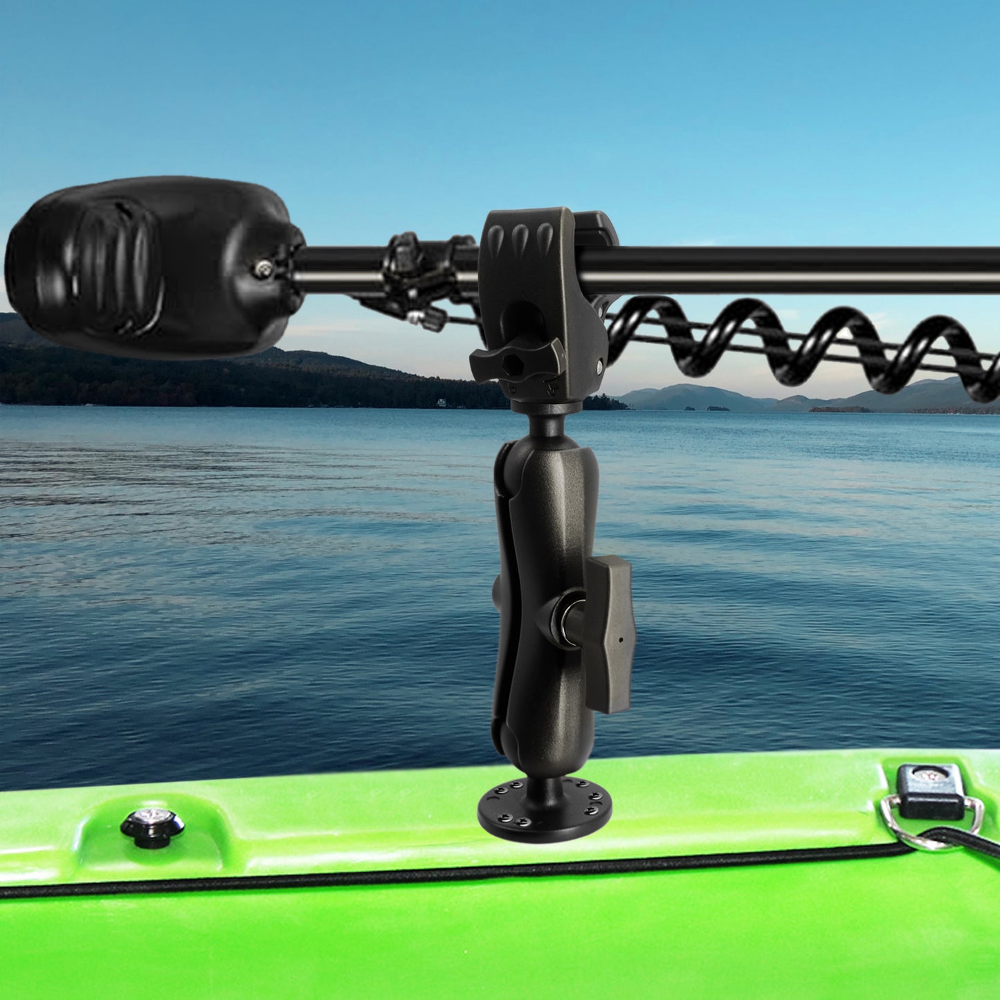 Stabilisateur de moteur de pêche à la traîne en aluminium WINDFRD, force de préhension et portée accrues grâce à une boule de 1,5" et un bras de 5,9", accessoires de bateau réglables pour Minn Kota, Rhodan