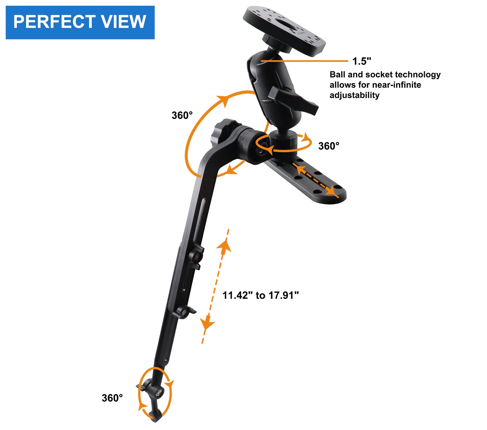 1.5" Ball Fish Finder Mount for Kayak