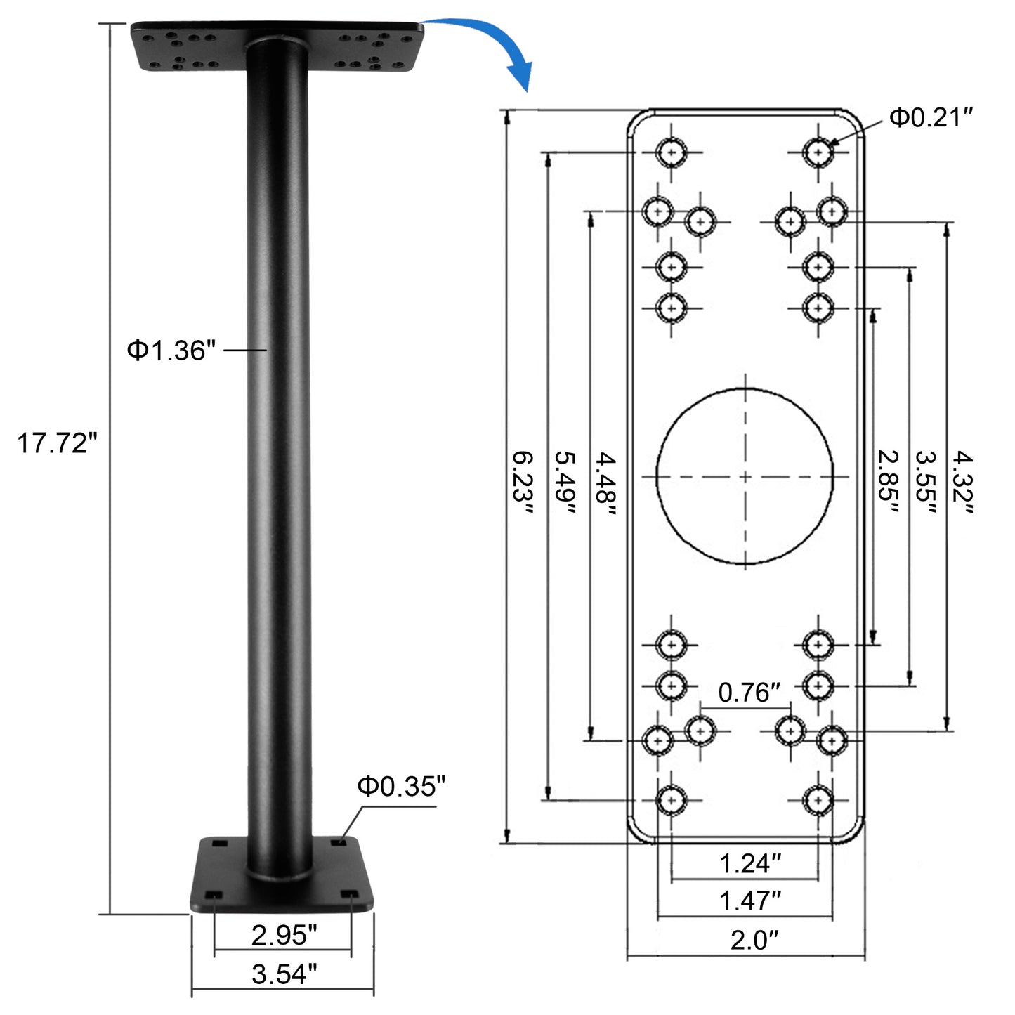 WINDFRD All Aluminum Fish Finder Mount, Marine Electronics Mount Holder for Boat, Securely Holds 5" to 16" Screens, Compatible with Garmin, Lowrance and More Depth Finder
