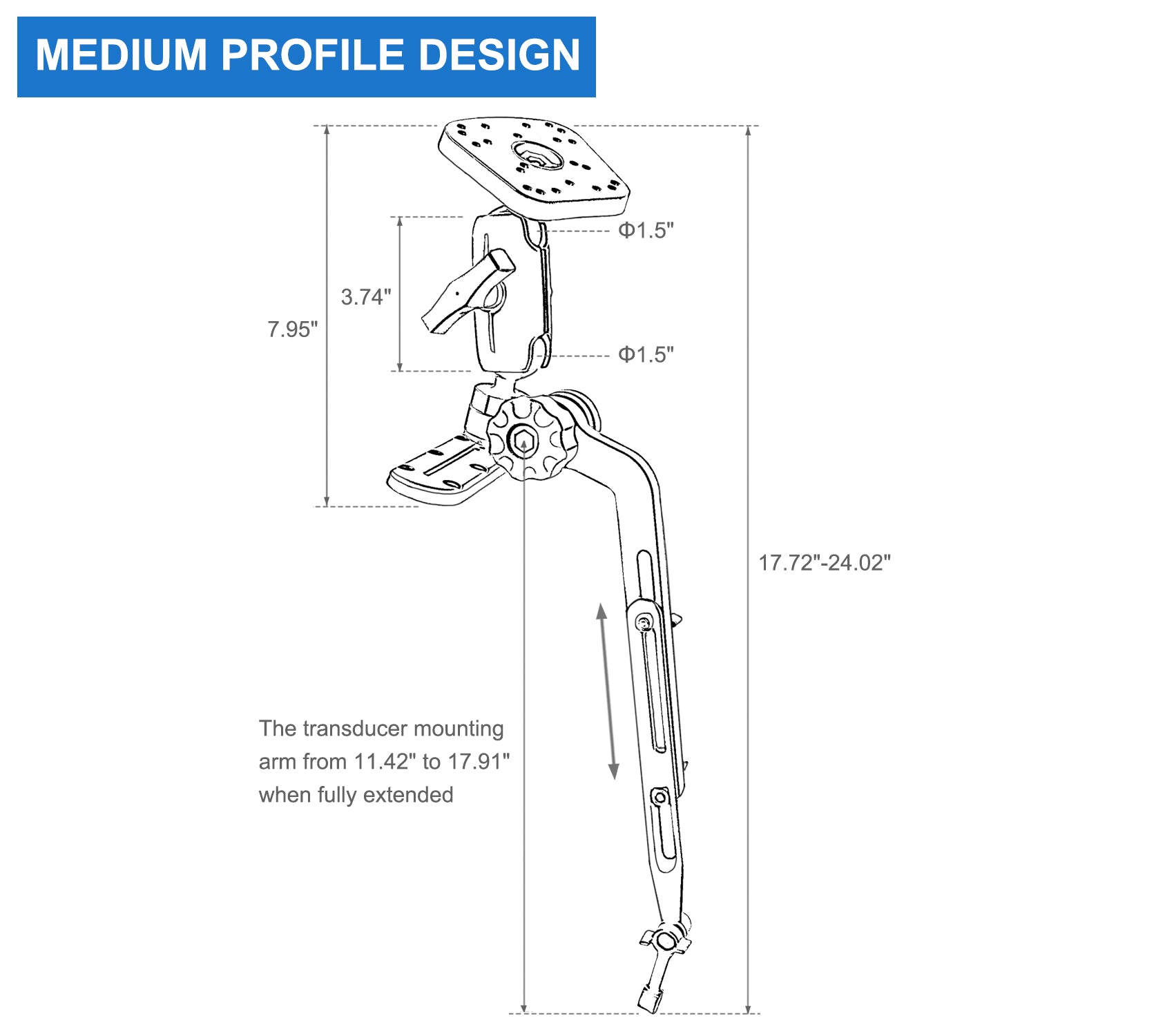 1.5" Ball Fish Finder Mount for Kayak