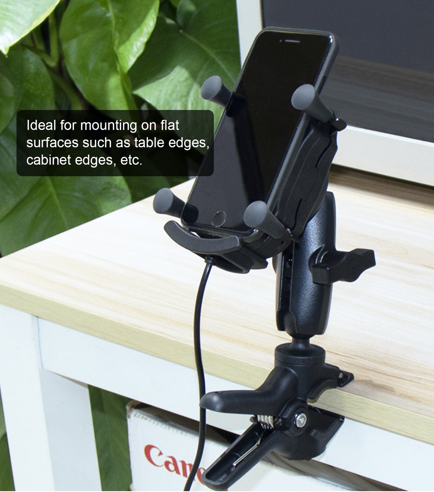 1S Quick Clamp, Handlebar Clamp Mount Base with 1'' Ball for 0.87"-1.57" Rails, Table/Desk Clip, Compatible with RAM Mounts B Size/1" Ball Double Socket Arm