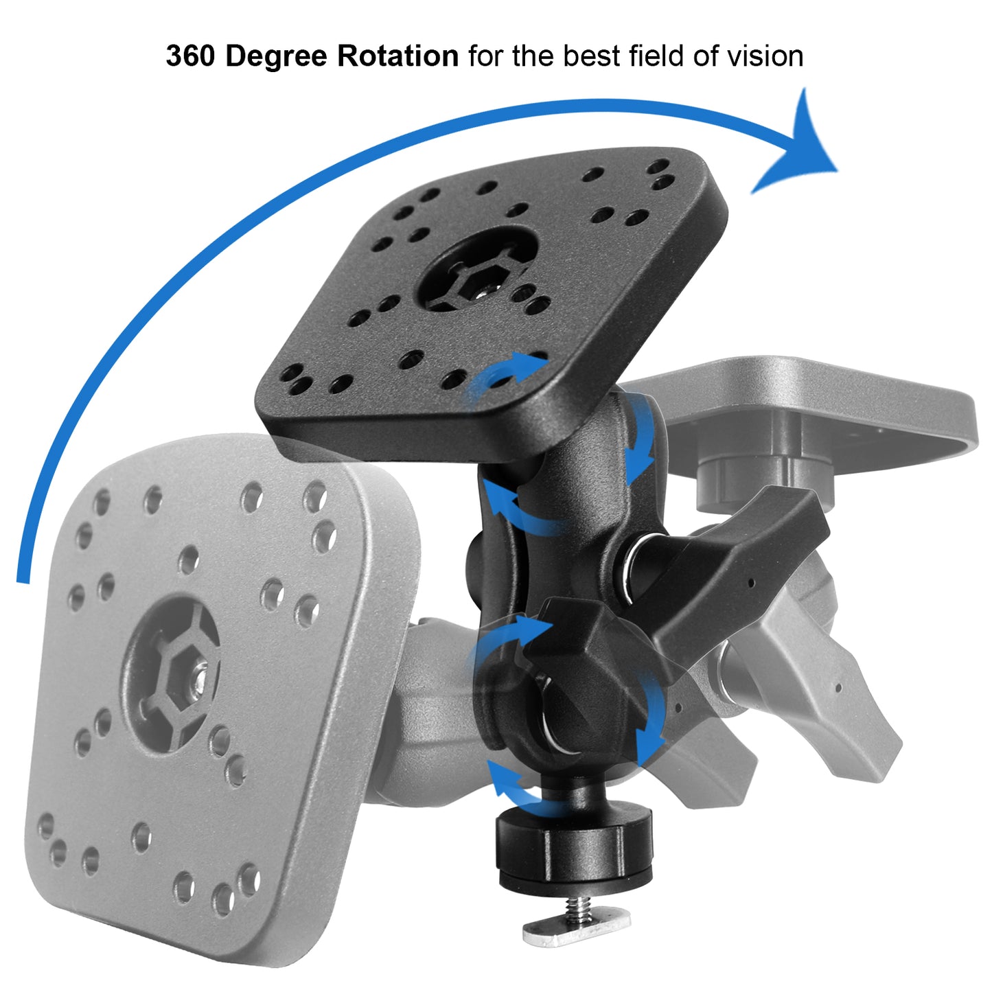 Support pour sondeur, boule de commande avec fixation par boulon en T, support électronique/sondeur marin avec boule de 1,5" (taille C) pour bateau, compatible avec Garmin, Lowrance et autres