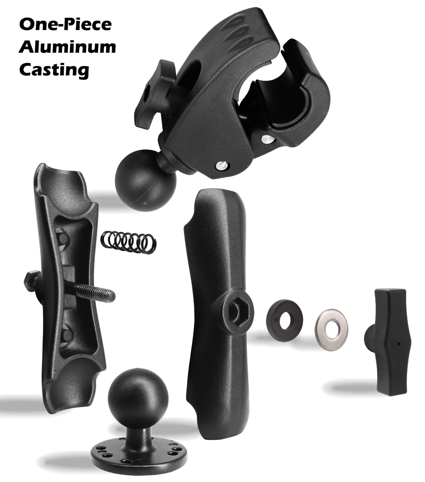 Support stabilisateur de moteur de pêche à la traîne WINDFRD tout en aluminium, support renforcé avec boule de 1,5" pour rails de 1,09" à 2,09", réglable à 360°, compatible avec les moteurs de pêche à la traîne Minn Kota, Rhodan et autres bateaux