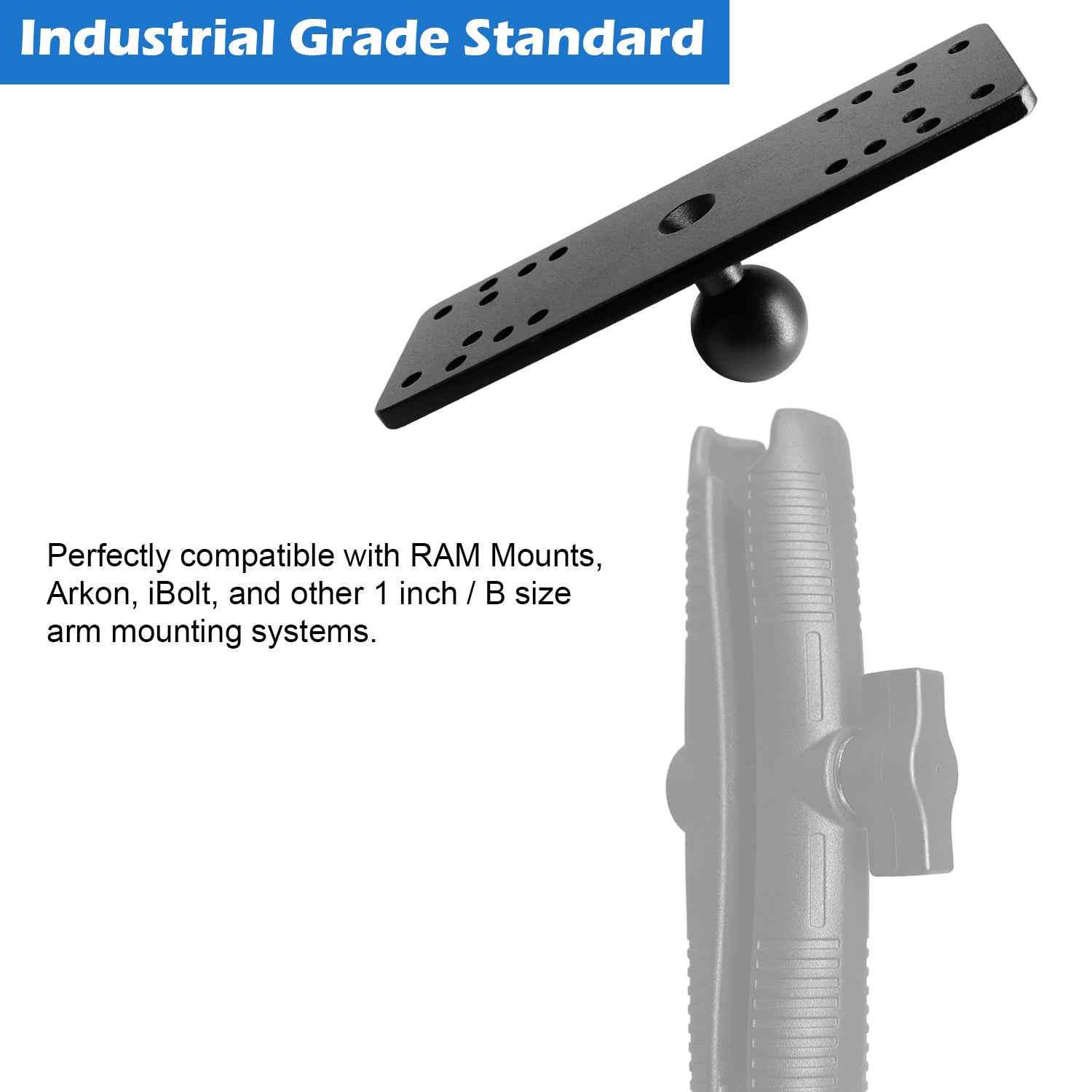 Aluminum Fish Finder Mounting Plate with 1" / B Size Ball