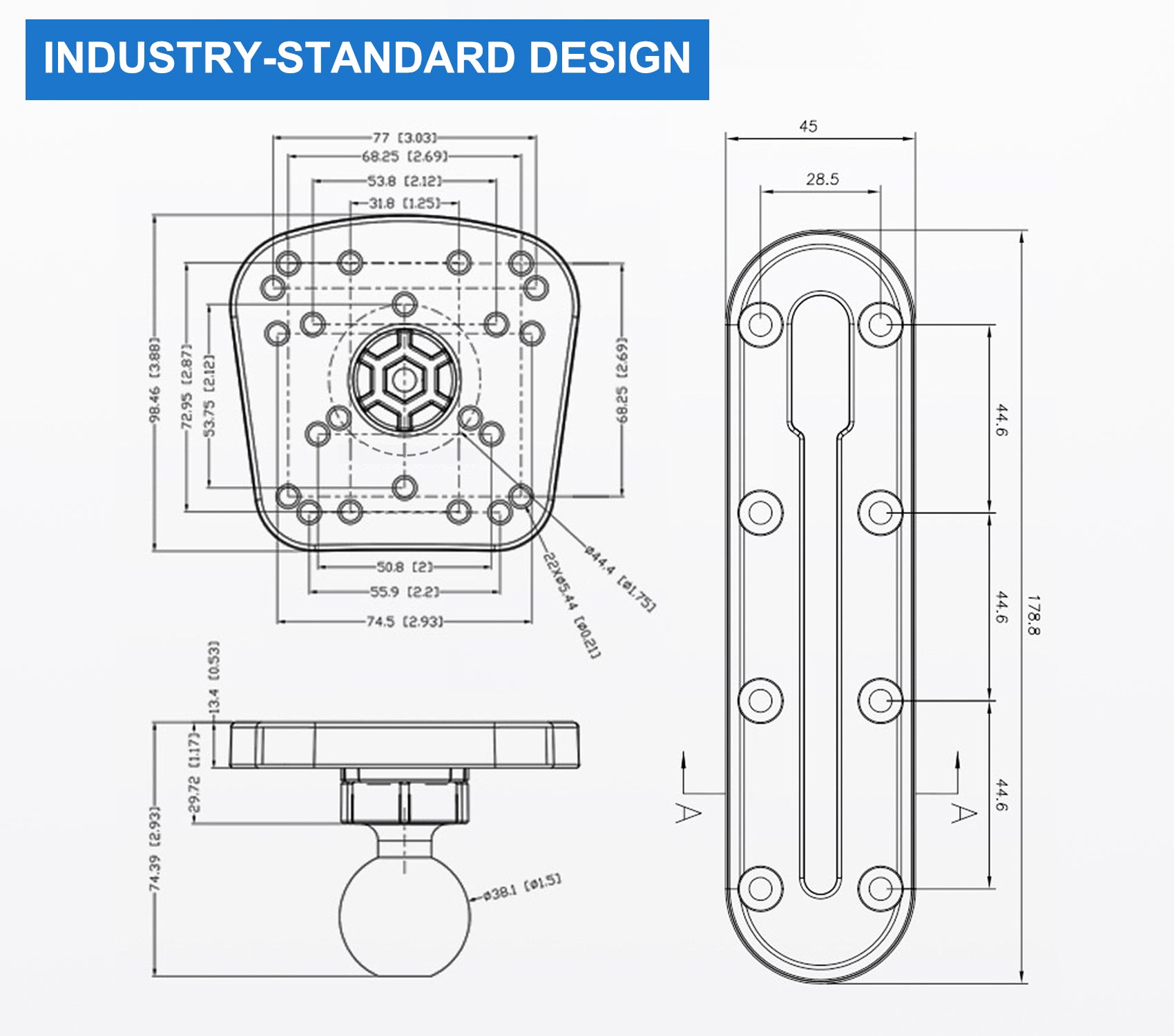 1.5" Ball Fish Finder Mount for Kayak