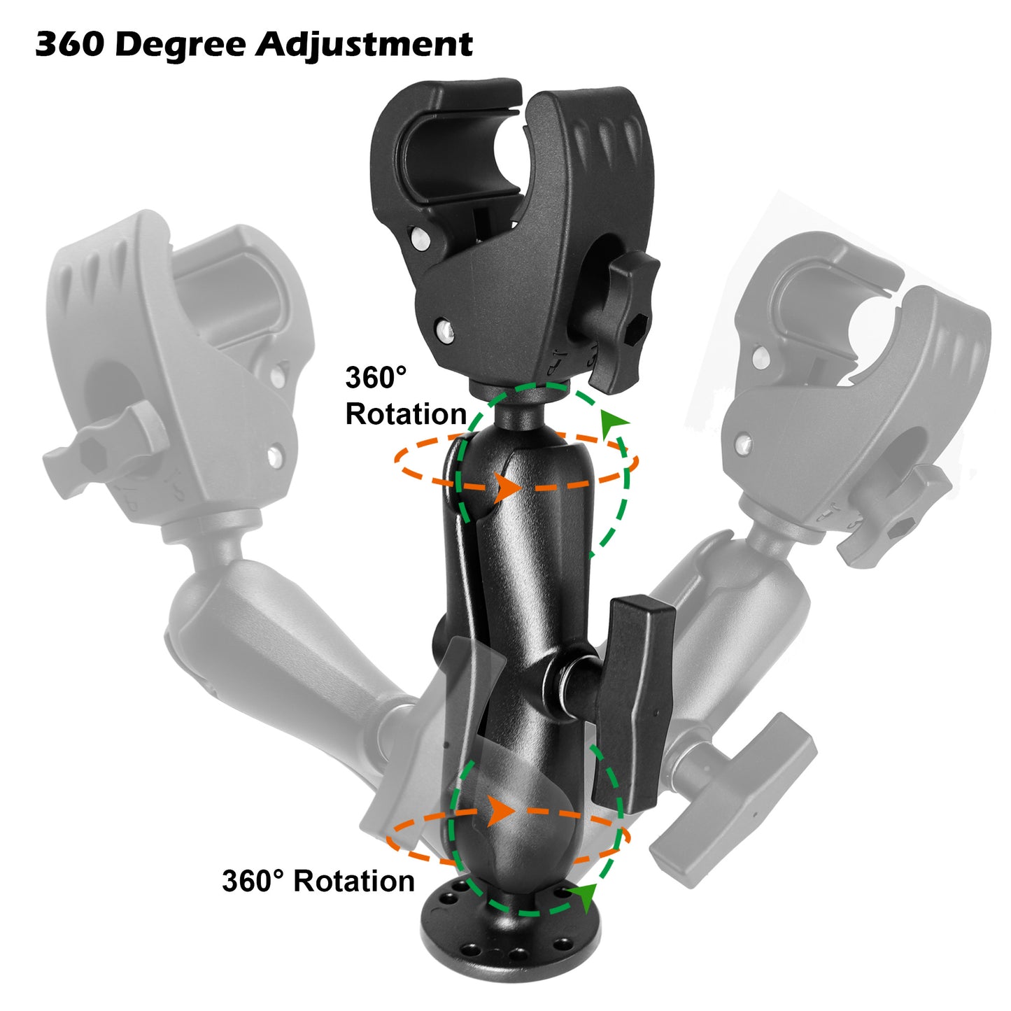 Support stabilisateur de moteur de pêche à la traîne WINDFRD tout en aluminium, support renforcé avec boule de 1,5" pour rails de 1,09" à 2,09", réglable à 360°, compatible avec les moteurs de pêche à la traîne Minn Kota, Rhodan et autres bateaux