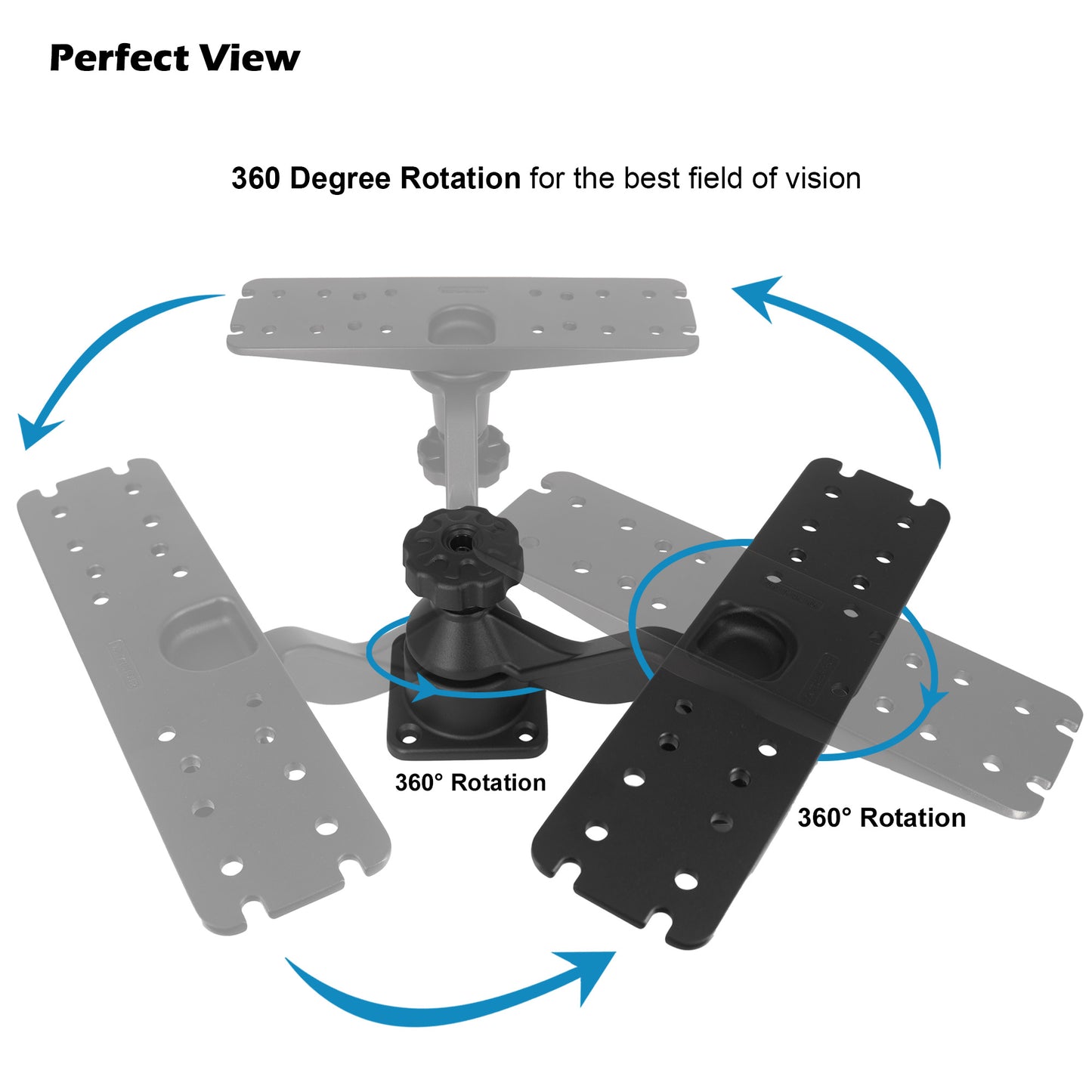 WINDFRD All Aluminium Fish Finder Mount for 9" to 12" Large Fishfinder, Reinforced Arm Marine Electronic Mount, Compatible with Garmin, Lowrance and More Depth Finder