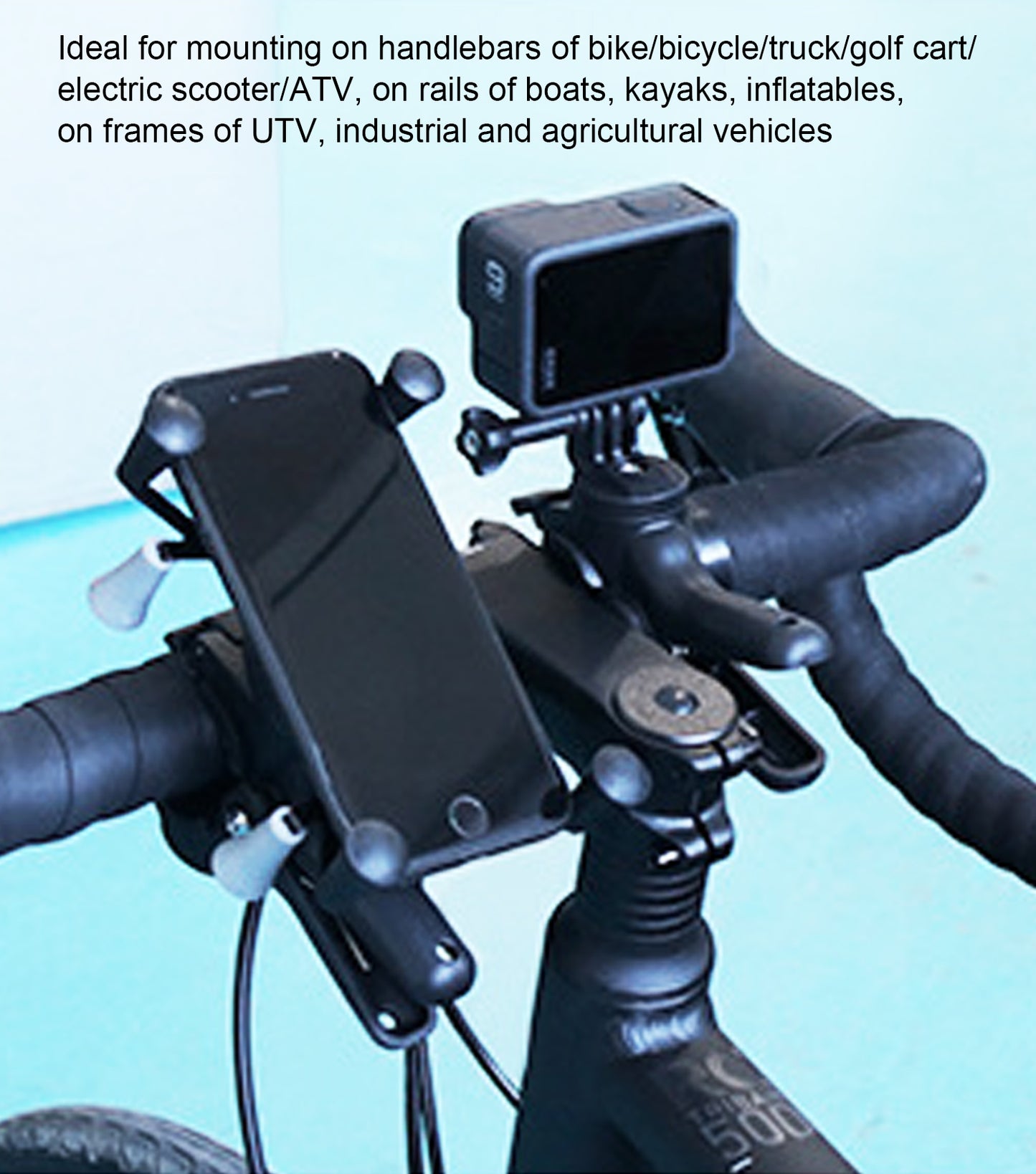 1S Quick Clamp, Handlebar Clamp Mount Base with 1'' Ball for 0.87"-1.57" Rails, Table/Desk Clip, Compatible with RAM Mounts B Size/1" Ball Double Socket Arm
