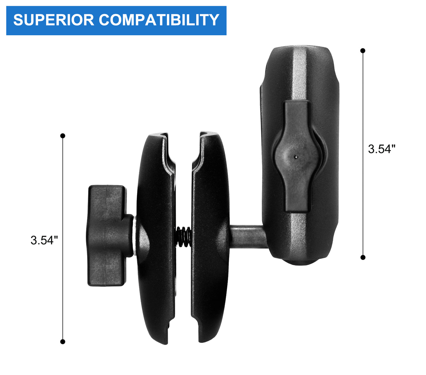 Bras double douille 2 en 1 en aluminium WINDFRD avec rotule de 2,5 cm, compatible avec support RAM, accessoires iBolt 2,5 cm/taille B/rotule de 25 mm, rotation à 360 degrés, bras de montage double réglable