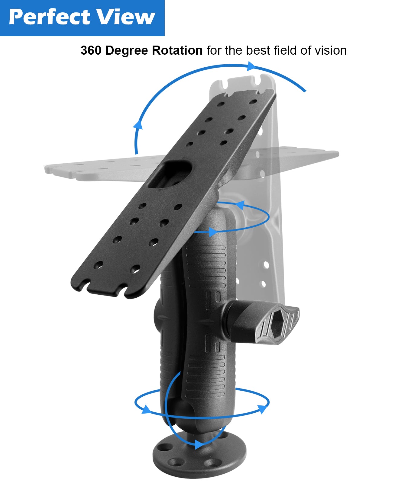 2.25" / D Size Ball Fish Finder Mount with Medium Arm, Super Load-Bearing Marine Electronic/Depth Finder Mount for Boat, Compatible with Garmin, Lowrance, Humminbird and More