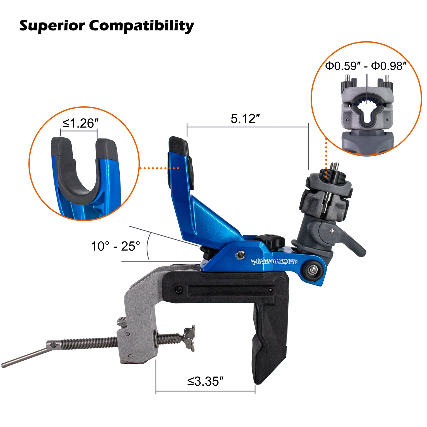 WINDFRD Offshore Trolling Fishing Rod Holder with Enlarge Clamp for Boat, Heavy-Duty for Big Game Fishing Rod, Innovative 1S Quick Releas