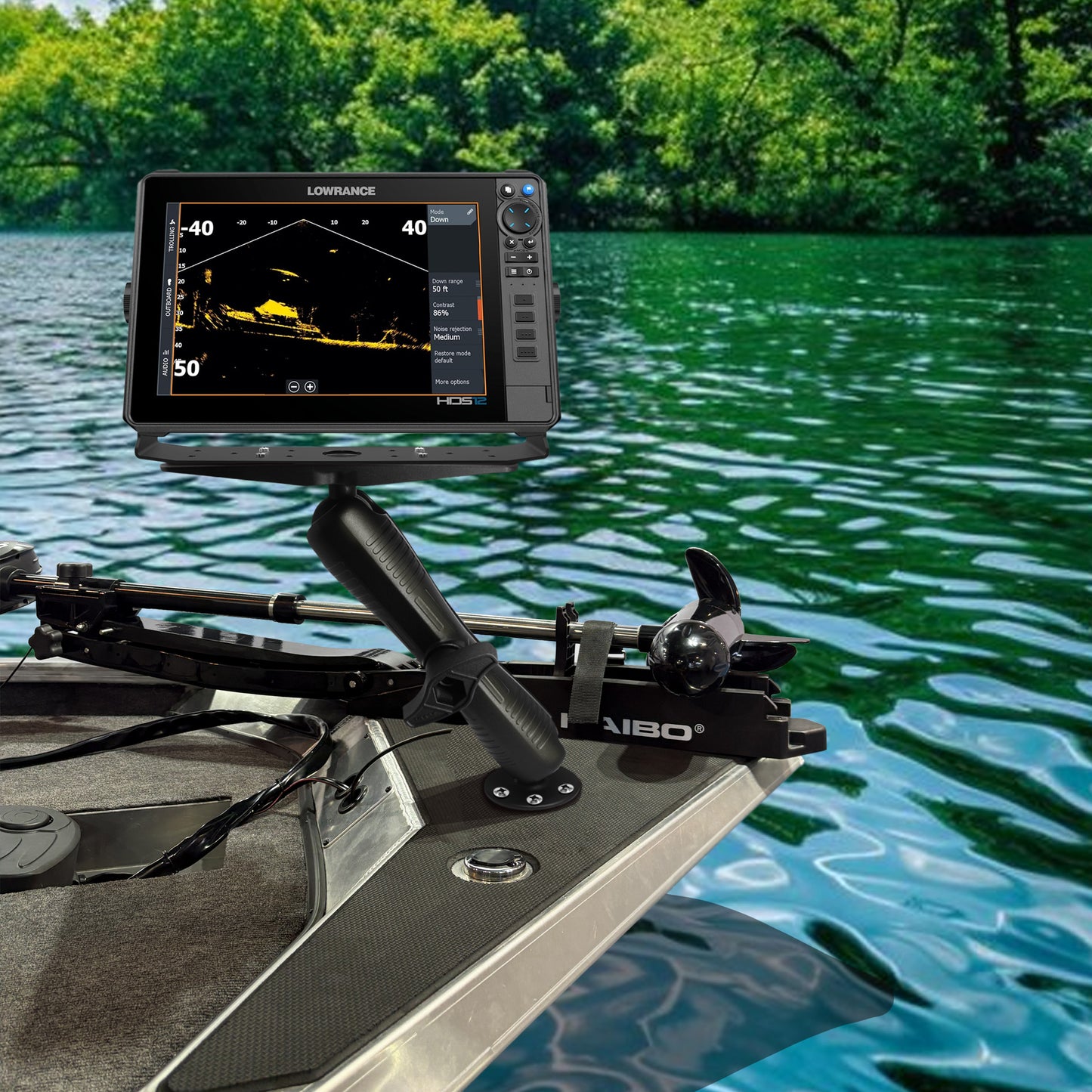 2.25" / D Size Ball Fish Finder Mount with 13" Long Arm, Heavy Duty Marine Electronic/Depth Finder Mount for 9" to 16" Large Fishfinder, Compatible with Garmin, Lowrance, Humminbird and More