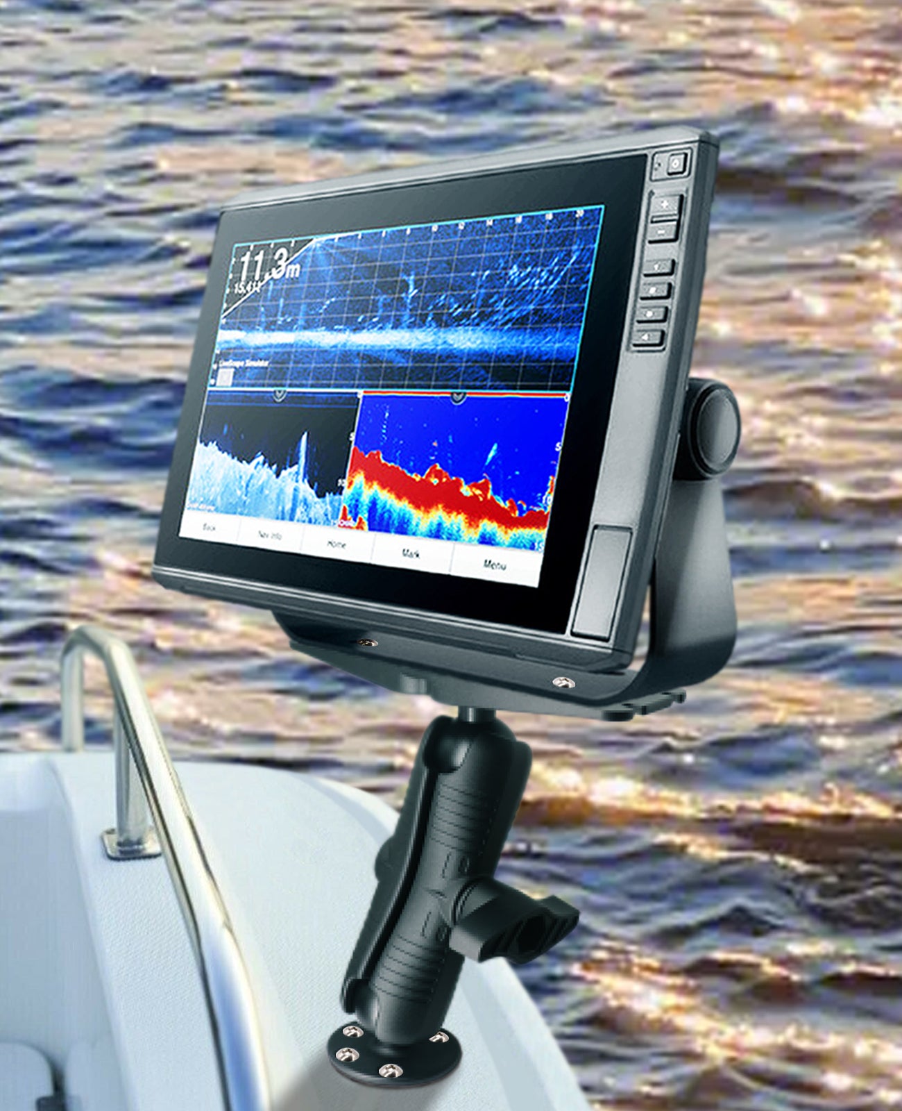 2.25" / D Size Ball Fish Finder Mount with Medium Arm, Super Load-Bearing Marine Electronic/Depth Finder Mount for Boat, Compatible with Garmin, Lowrance, Humminbird and More