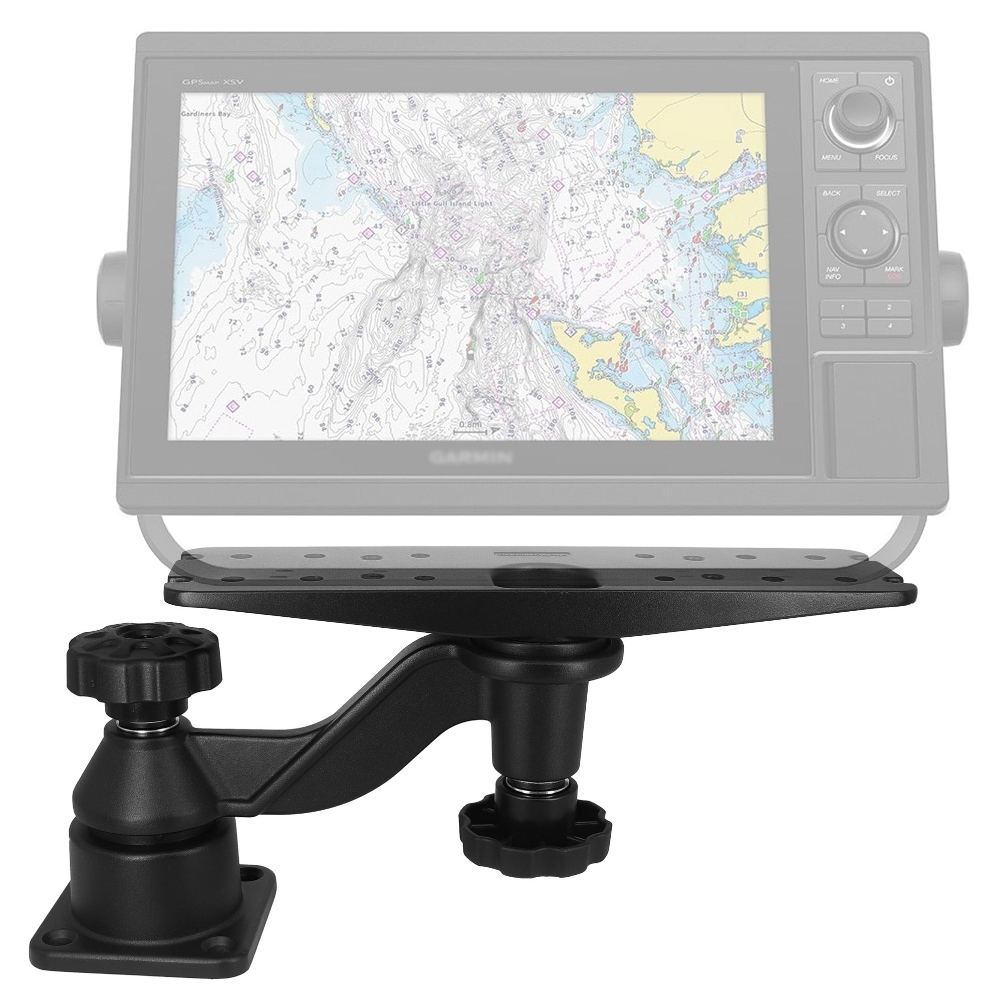 All Aluminium Fish Finder Mount for 7" to 16" Large Fishfinder, Reinforced Arm Marine Electronic Mount, Compatible with Garmin, Lowrance and More Depth Finder/Chartplotter/GPS