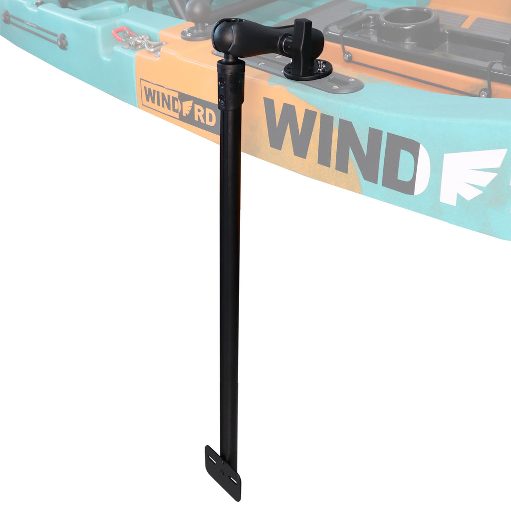 23.6" Long Transducer Pole Mount for Kayak, Transducer Pole with T-Bolt Track Ball Base and Double Socket Arm, Adjustable Transducer Arm for Boat, Compatible with Garmin, Lowrance