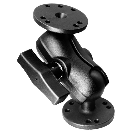 Support double boule WINDFRD en aluminium 1,5" avec deux plaques rondes AMPS, support pour détecteur de poissons/camion/GPS, bras court avec boule de 1,5"/38 mm/taille C, compatible avec RAM, Arkon, iBolt et plus encore.