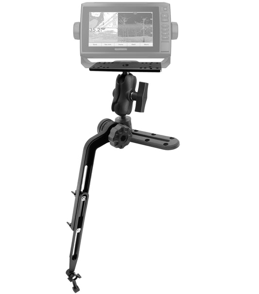 1.5" Ball Kayak Fish Finder Mount with Transducer Mounting Arm, Marine Electronic Mount Plate with Low Profile Track, Compatible with RAM Mounts, Scotty, Lowrance, Garmin