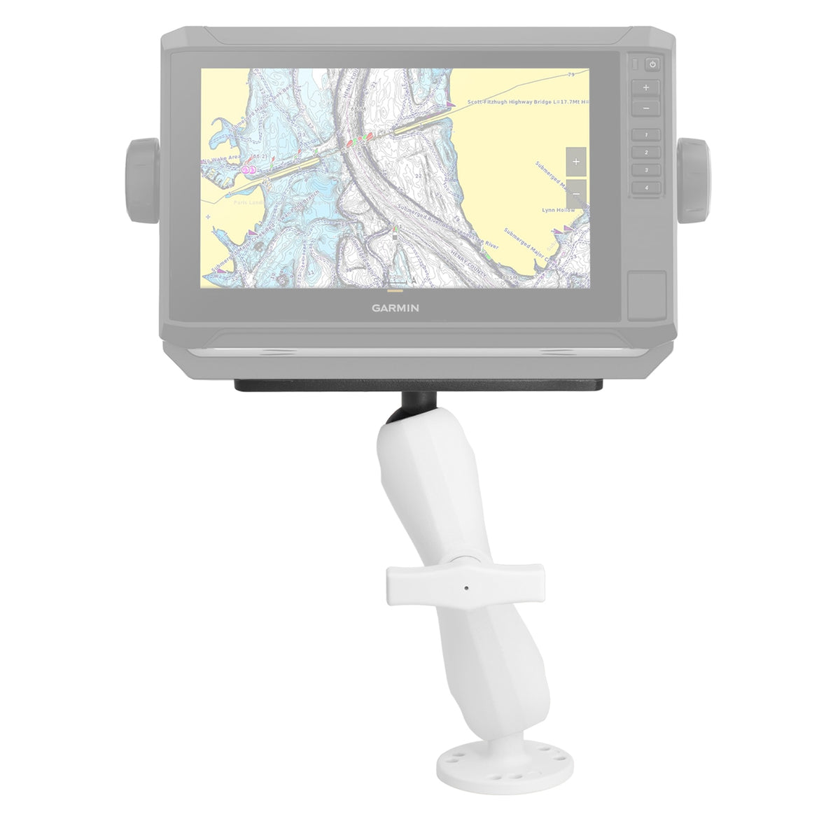 marine gps fish finders Aluminum Fish Finder Mount with 1.5" / C Size Ball for White Deck (White)