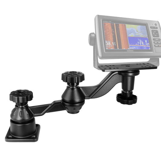 WINDFRD Aluminum Fish Finder Mount, Marine Electronics Mount with Reinforced Dual-joint Adjustable Arm for 7"-16" Large Depth Finder Display, Compatible with Garmin, Lowrance, Humminbird and More