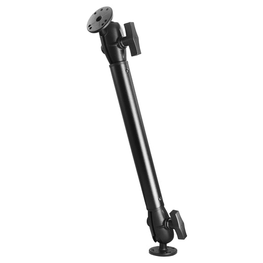 Support à double rotule en aluminium de 1,5" (taille C) avec bras d'extension (18,3"), support pour tablette/sondeur, bras à double douille avec deux plaques rondes AMPS, compatible avec RAM, Arkon, iBolt et plus encore.