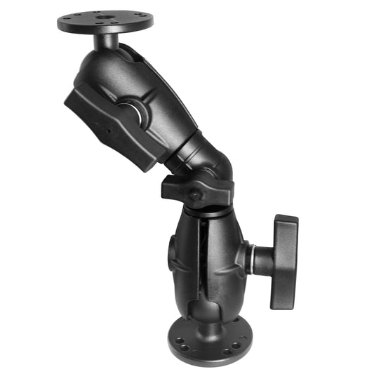 1.5" Double Ball Mount with Two AMPS Round Plates, Tablet, Fish Finder Mount, Double Socket Swivel Ratchet Arm with 1.5 inches / 38mm / C Size Ball, Compatible with RAM, Arkon, iBolt and More