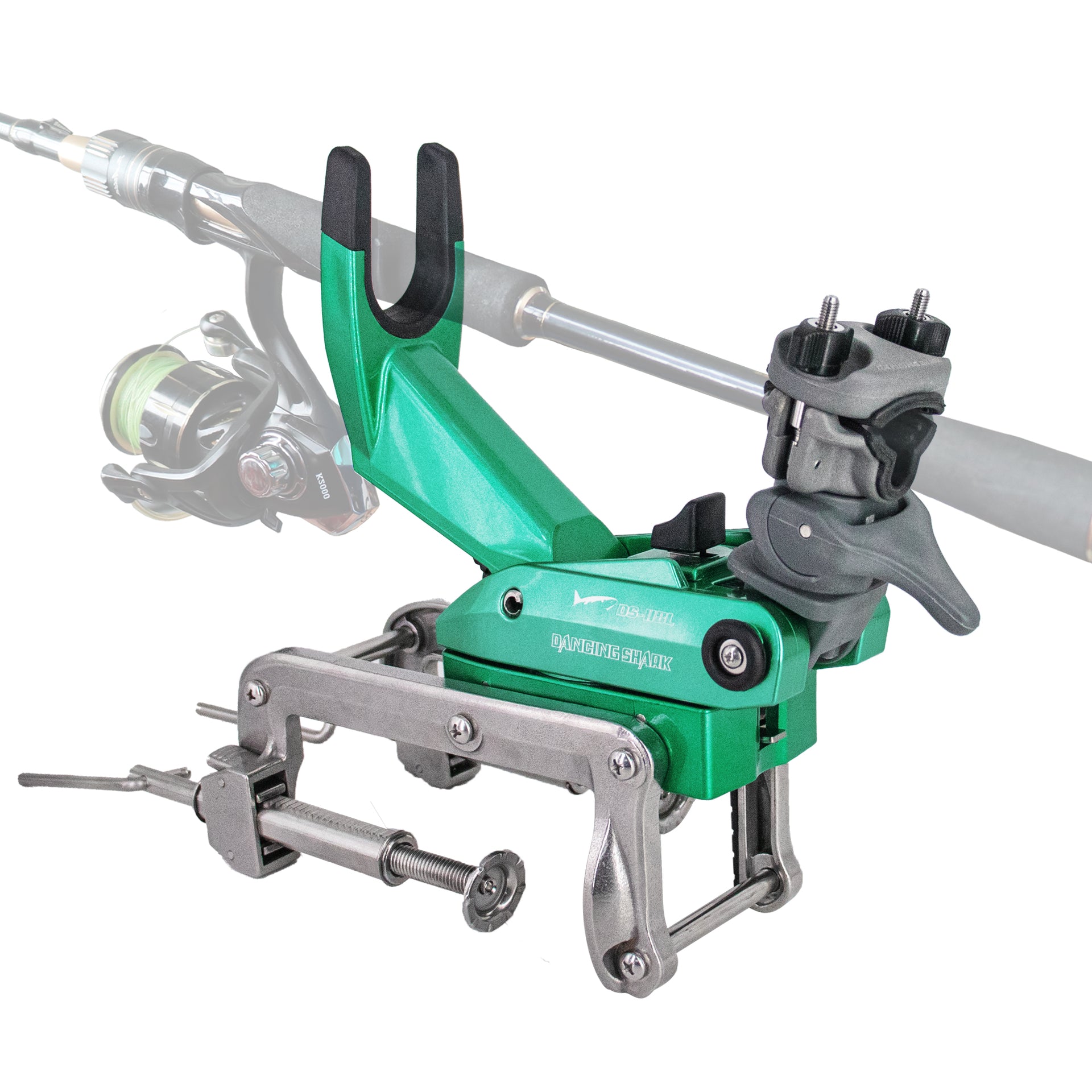 f2 piece fishing rod holders Heavy-Duty Boat Fishing Rod Holder, Double Load Bearing, Quick-Release Clamp Mount, ABS and Stainless Steel Construction