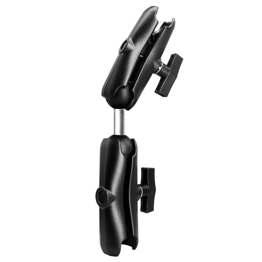 Bras double en aluminium WINDFRD à deux douilles moyennes (5,9") avec adaptateur à double rotule pour accessoires à rotule de 1,5 pouce/taille C/38 mm, pince puissante, réglable à 360°, compatible avec support RAM, iBolt et plus encore.