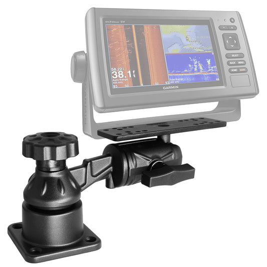 All Aluminium Fish Finder Mount with 1.5" / C Size Ball, Reinforced Arm Marine Electronic Mount, Compatible with Garmin, Lowrance and More Depth Finder(Flat Mounting)