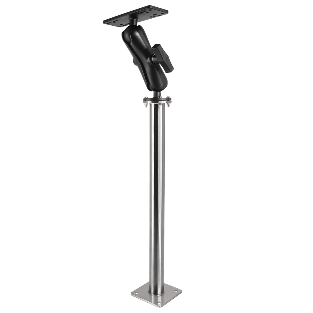All Stainless Steel and Aluminum Fish Finder Mount with 17" Long Shaft and 1.5" Ball/C Size 5.9" Adjustable Arm (Metallic))