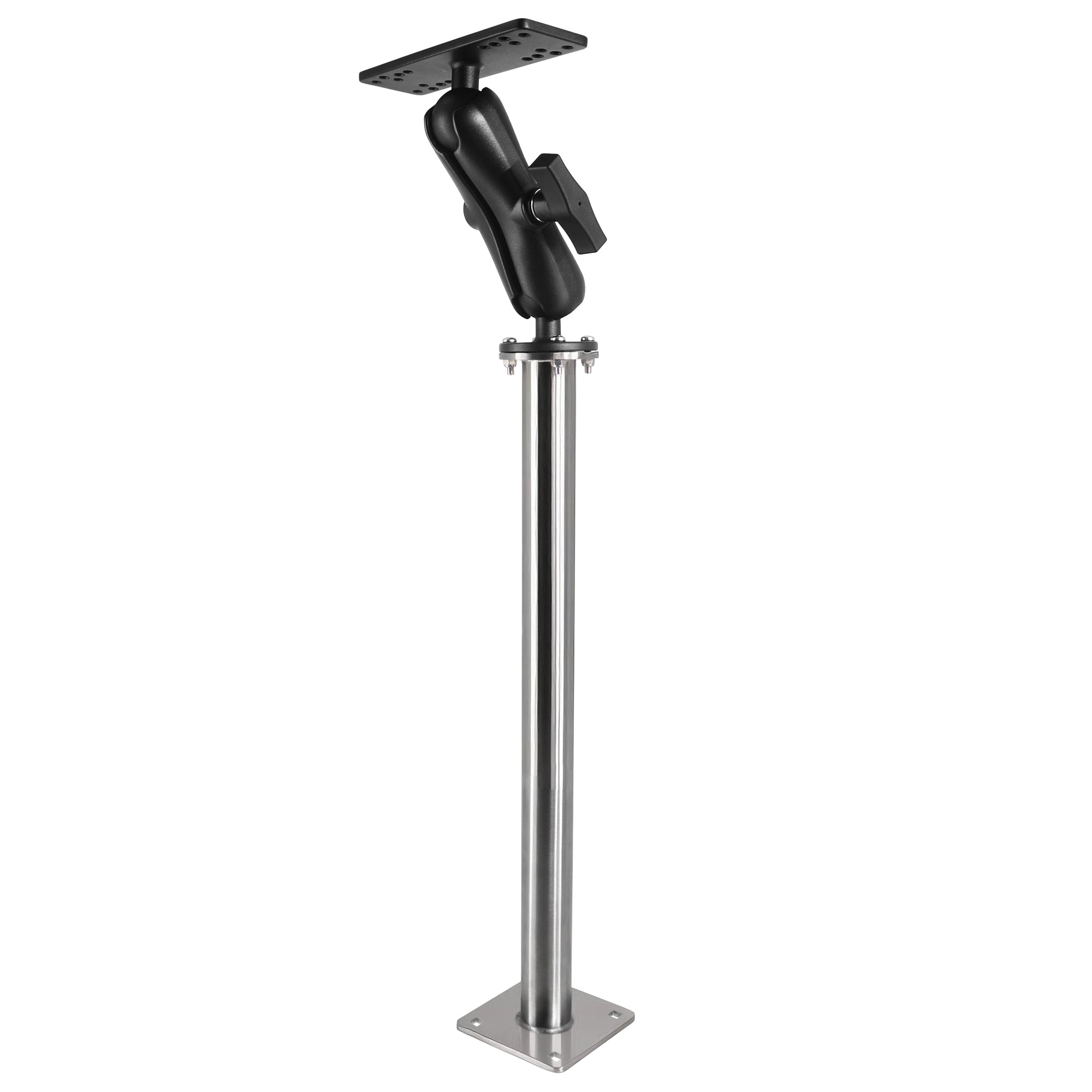 All Stainless Steel and Aluminum Fish Finder Mount with 17" Long Shaft and 1.5" Ball/C Size 5.9" Adjustable Arm (Metallic))
