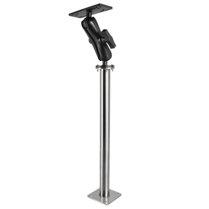 WINDFRD All 304 Stainless Steel and Aluminum Fish Finder Mount with 17" Long Shaft and 1.5" Ball/C Size 5.9" Adjustable Arm, Marine Electronic/Depth Finder Mount, Compatible with Garmin, Lowrance, Humminbird and More