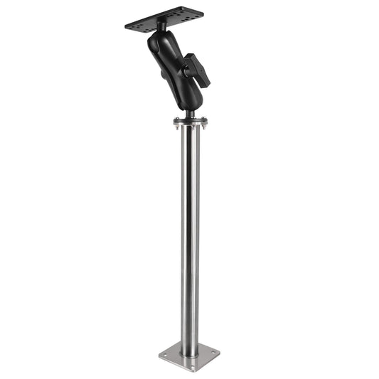 WINDFRD All 304 Stainless Steel and Aluminum Fish Finder Mount with 17" Long Shaft and 1.5" Ball/C Size 5.9" Adjustable Arm, Marine Electronic/Depth Finder Mount, Compatible with Garmin, Lowrance, Humminbird and More