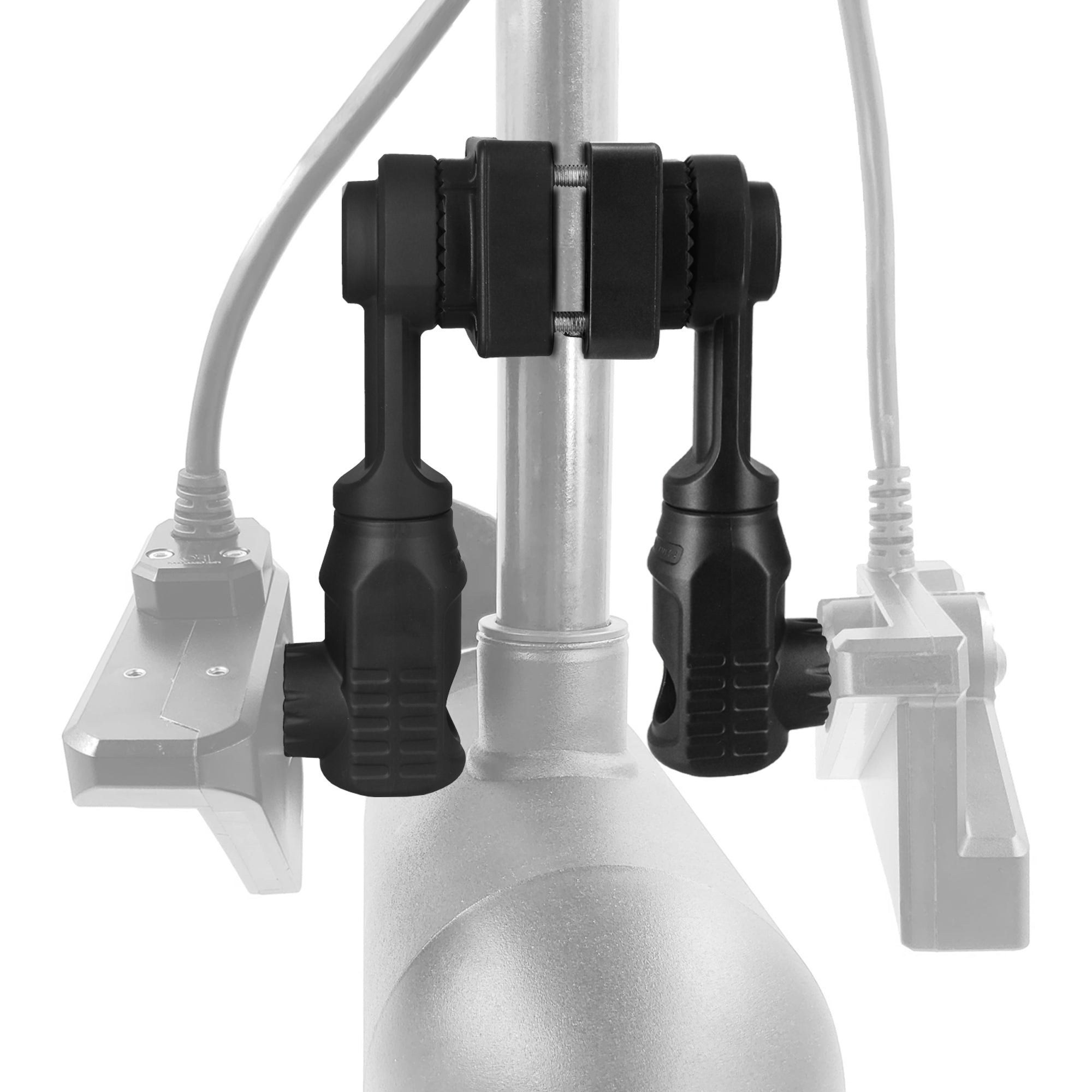 Dual Transducer Pole Mount Compatible with Garmin LiveScope LVS34 LVS32 LVS62 & Lowrance AT2, Hard-Anodized Cast Aluminum, Tool-Free 3-View Mode Adjustment Trolling Motor Bracket (Duo)