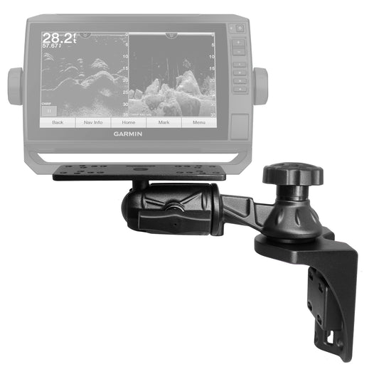 WINDFRD Aluminium Fish Finder Mount with 1.5" / C Size Ball, Reinforced Arm Depth Finder Mount, Compatible with Garmin, Lowrance and More (Rails&Flat Mounting)
