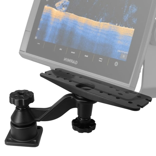 WINDFRD All Aluminium Fish Finder Mount for 9" to 12" Large Fishfinder, Reinforced Arm Marine Electronic Mount, Compatible with Garmin, Lowrance and More Depth Finder