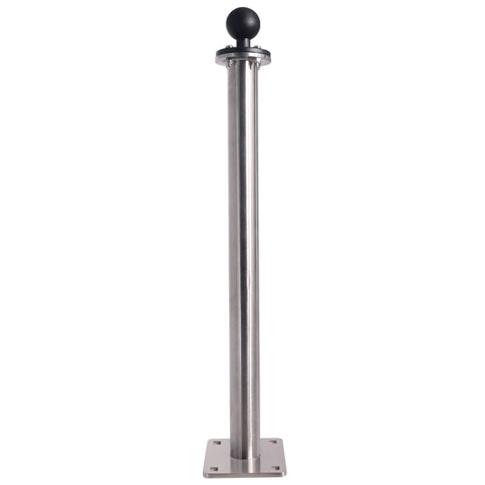 WINDFRD All 304 Stainless Steel Mount Base with 17" Long Arm, Aluminum  1.5" Ball Adapter for Tablets/Fish Finders, Compatible with RAM, Arkon, iBolt and More 1.5 inches/C Size Ball Double Socket Arm