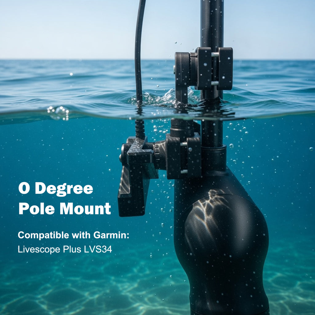 0 Degree Mount Compatible with Garmin Panoptix LiveScope XR LVS62 Transducer, Reinforced Heavy-Duty Bracket Replaces 0101324800, Fits 1.1"-1.38" Poles