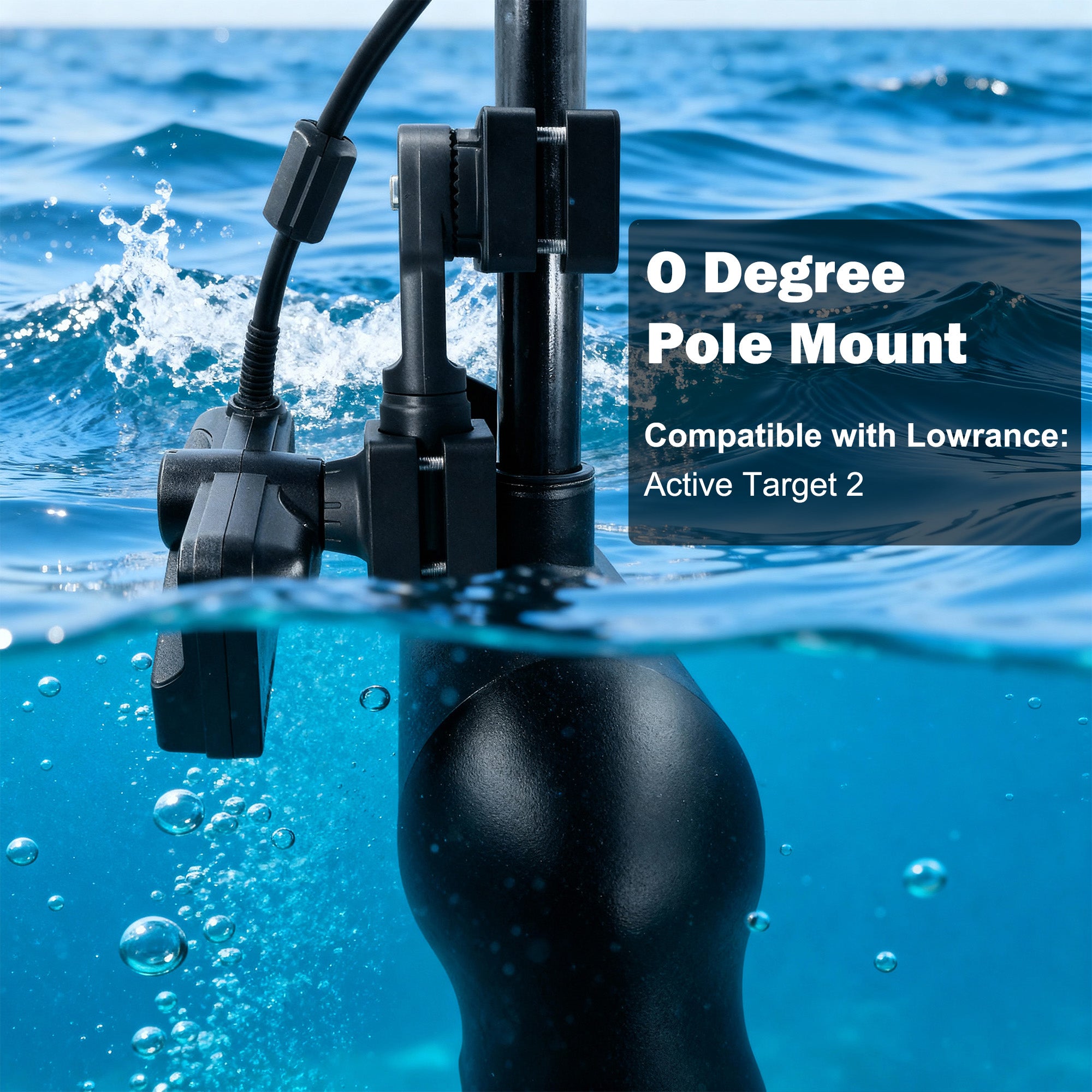 0 Degree Transducer Pole Mount Compatible with Lowrance ActiveTarget 2 (AT2), Reinforced Nylon Trolling Motor Bracket, Replaces 000-15959-001, Heavy Duty Sonar Mount